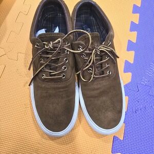 Polo Ralph Lauren Vaughn Suede Sneakers Men's Size 9D Brown Plaid Lined Loafers